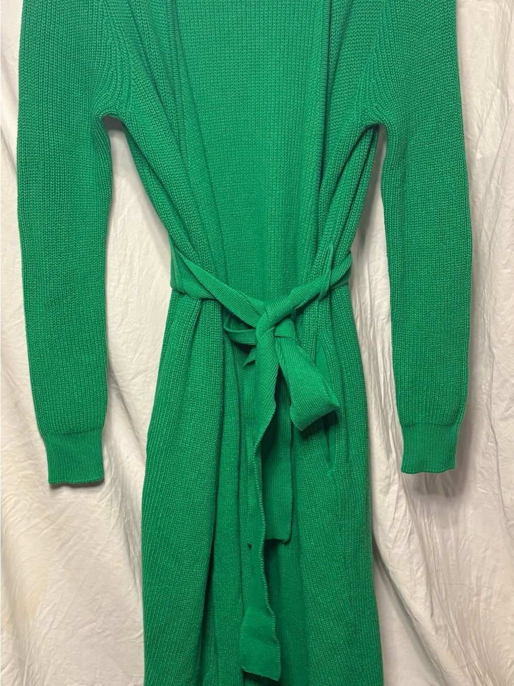 SER.O.YA Green Knit Longline Cardigan with Tie Belt